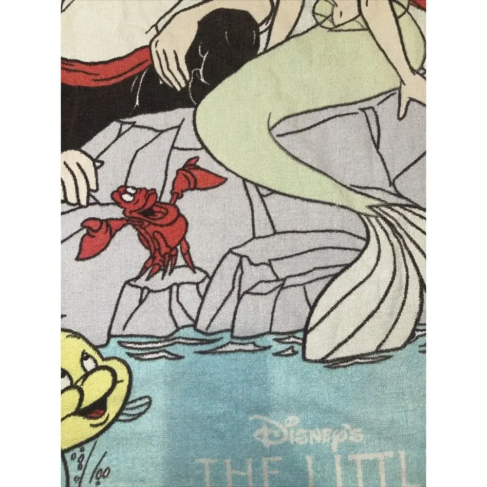 Little Mermaid Vintage 1990's Franco Disney Beach Towel 30x58 RARE Ariel Triton